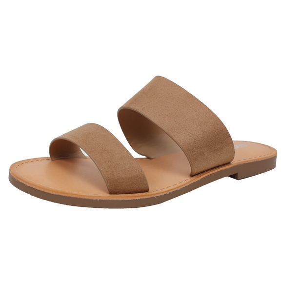 Size 10 Light Tan Double Strap Flat Sandal - Picture 3 of 7